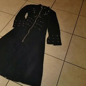 Tripp NYC retroblack denim long coat xs Goth style